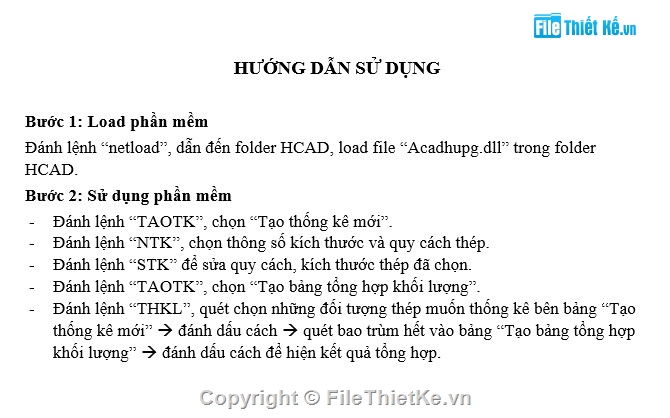 thống kê thép tự động HCAD,phần mềm thống kê thép,Phần mềm HCAD tự động tính toán